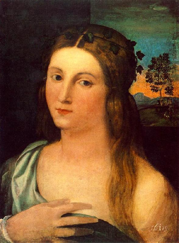 Palma Vecchio Portrait of a Young Woman ag Norge oil painting art